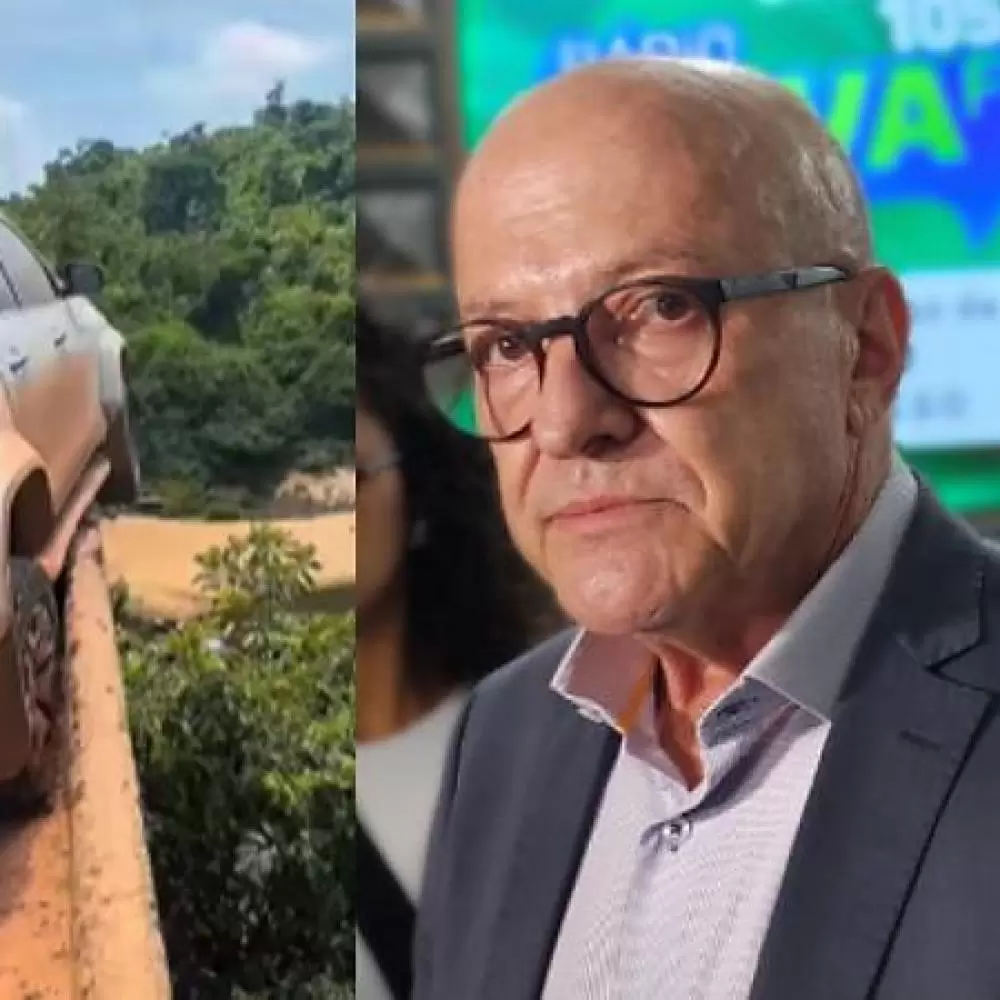  Caminhonete da comitiva do vice-governador quase cai de ponte em MT