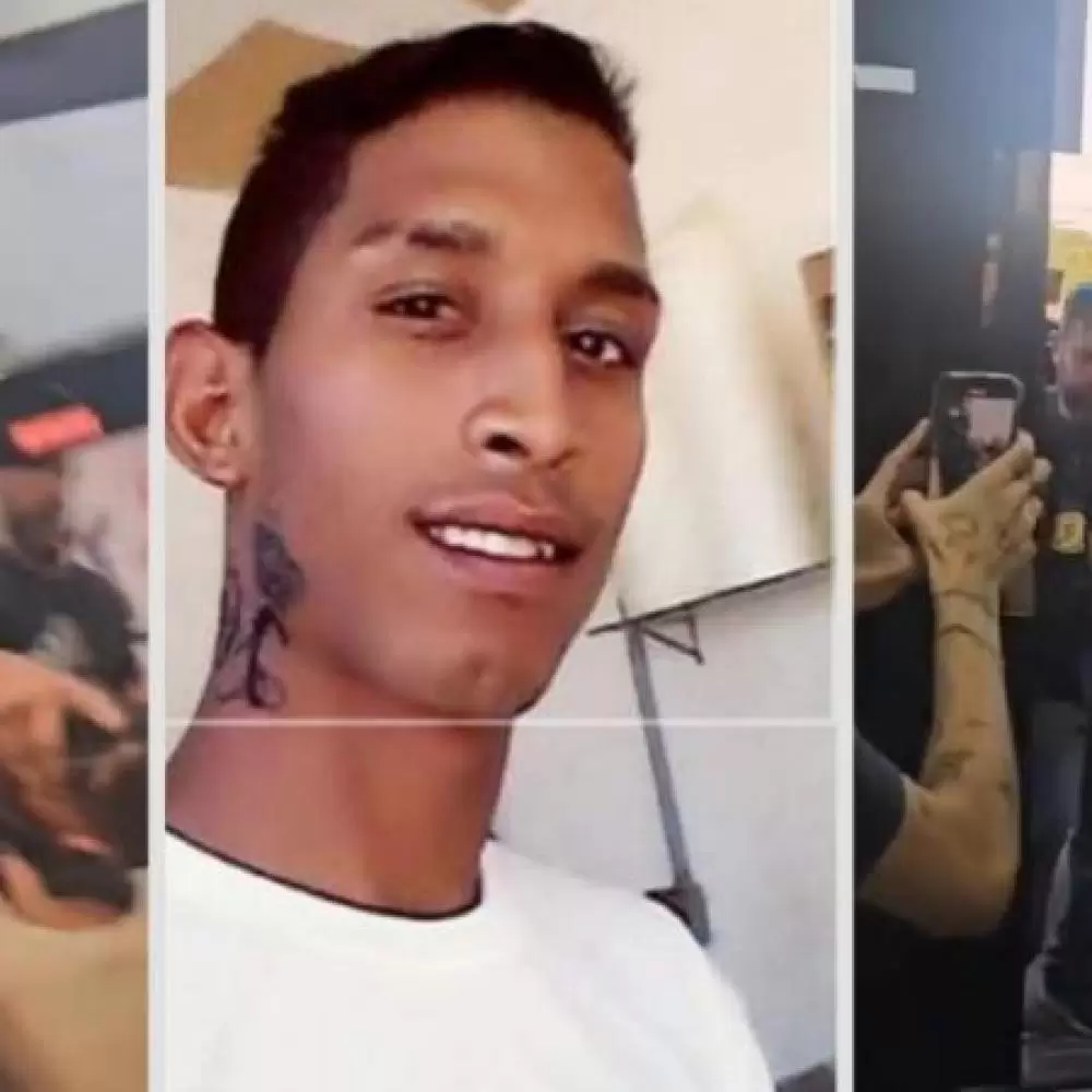  Momento que suposto assassino de mulher na UFMT chega à delegacia