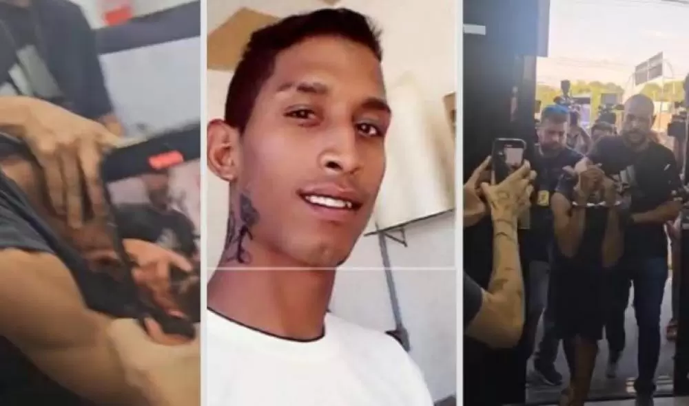  Momento que suposto assassino de mulher na UFMT chega à delegacia